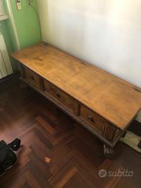 Cassapanca legno intarsiato