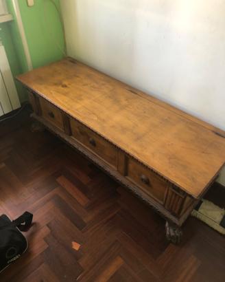 Cassapanca legno intarsiato