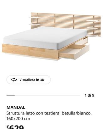 Letto Mandal ikea + materasso Valevage ikea