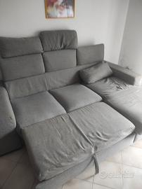 DIVANO LETTO CON PENISOLA GRIGIO