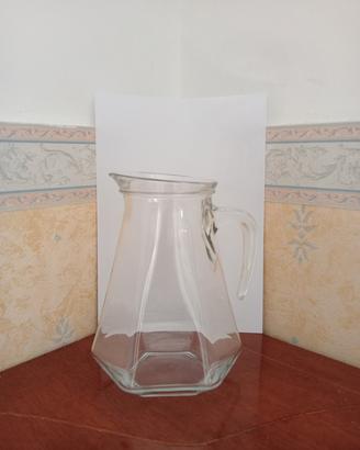 Caraffa esagonale in vetro vintage 