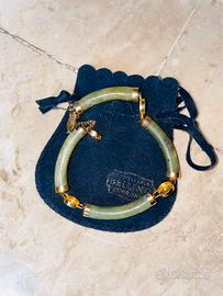 Bracciale in giada vintage e dorato orientale