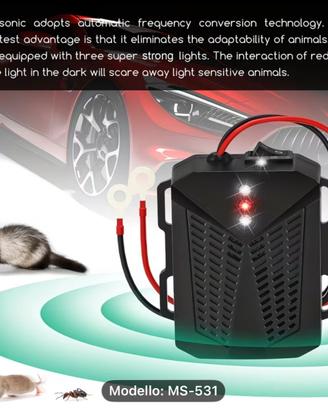 Dissuasore ultrasuoni repellente ratti per auto