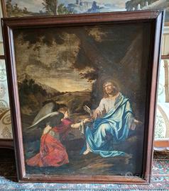 Olio tela quadro dipinto antico 600 1600 xvii