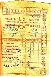 Biglietto ferroviario 1945