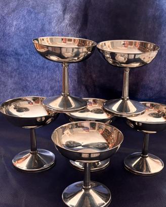 Set di 6 coppette da gelato in acciao inox