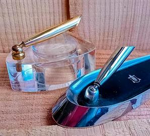 Set portapenne vintage lucite e metallo