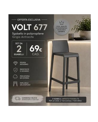 Sgabello Volt grigio antracite