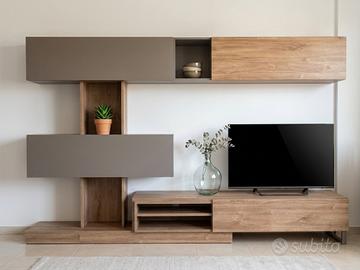 Parete attrezzata moderna modulare - Legno Rovere