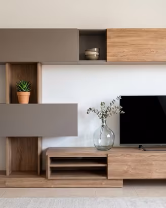 Parete attrezzata moderna modulare - Legno Rovere