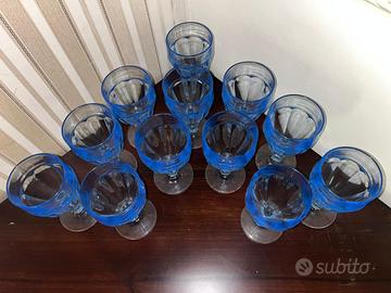 Set 12 Bicchieri Vintage Duratuff - Vetro Azzurro