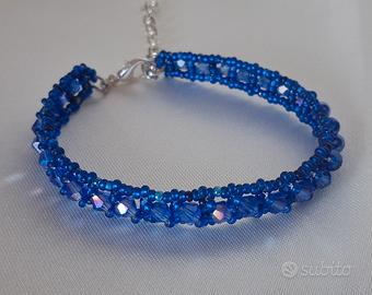 Bracciale tessitura perline vetro cristalli bicono