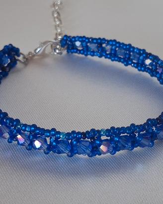 Bracciale tessitura perline vetro cristalli bicono