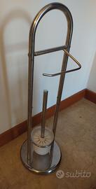 Porta carta igienica in acciaio con scopino h 65cm