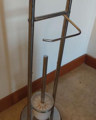Porta carta igienica in acciaio con scopino h 65cm