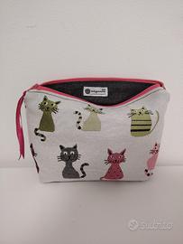 Pochette stoffa artigianale gattini