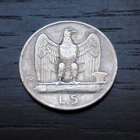 ARGENTO 5 lire Aquilino 26/28 ITALIA REGNO _LEGGI