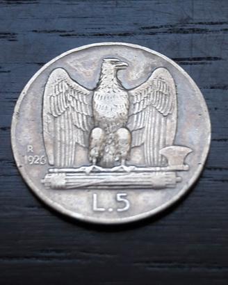 ARGENTO 5 lire Aquilino 26/28 ITALIA REGNO _LEGGI