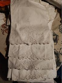 Set 4 asciugamani viso Vintage in lino e canapa