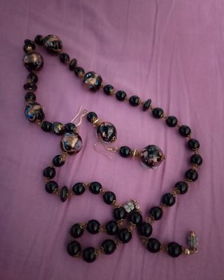 collana  e orecchini in vetro siciliani