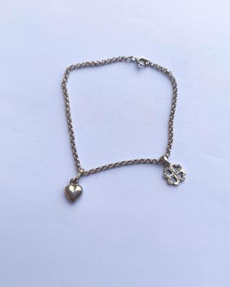 Bracciale catena argento charm cuore
quadrifoglio
