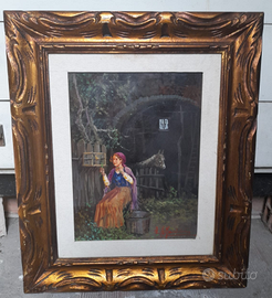 Aldo De Dominicis (1936-2015) Quadro Olio Su Tela