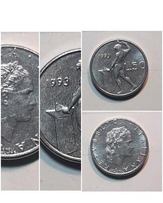 50 Lire Italiana Anno 1993 piccola 