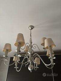 Lampadario in foglia argento