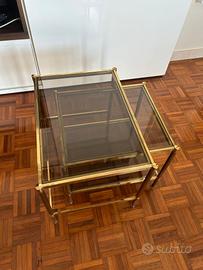 Tavolino di vetro Fumè stile maison jansen