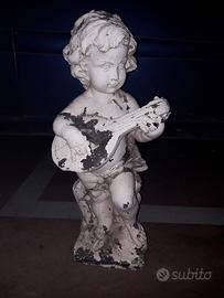 putto mandolino cemento e polvere di marmo 
