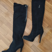 Stivali scamosciati neri tacco alto Tg 38