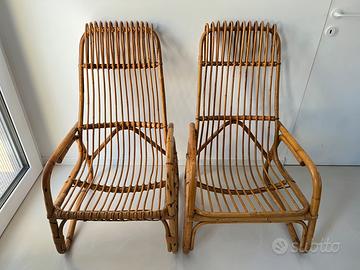 Coppia di poltrone in bamboo originali anni 60