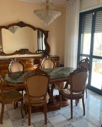 Sala da pranzo completa Grilli - marmo verde