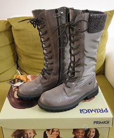 Stivali alti in pelle, grigio chiaro,N.37