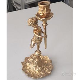 Candeliere barocco con putto – ottone dorato