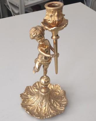 Candeliere barocco con putto – ottone dorato