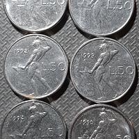 Serie 6 Monete 50 Lire Vulcano 1990-91.92.93.94.95