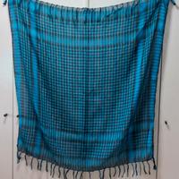 Sciarpa Shemag Kefiah blu e nero con frange