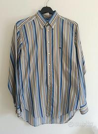 Etro Camicia blu beige cotone a righe uomo tg 41