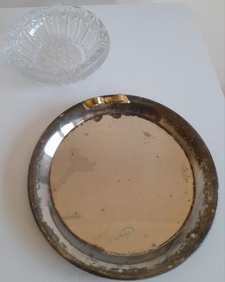 Piatto in Silver Plate e Posacenere in Cristallo