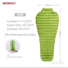 sacco a pelo ultralight Aegismax Mini piumino 800