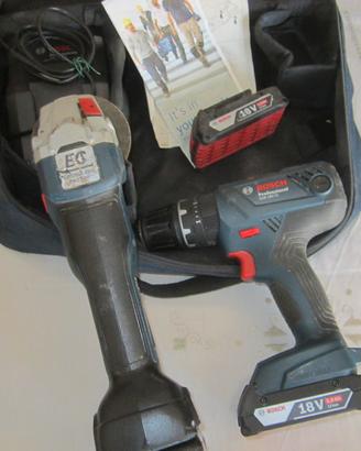 TRAPANO-AVVITATORE + SMERIGLIATRICE BOSCH 18V-2AH