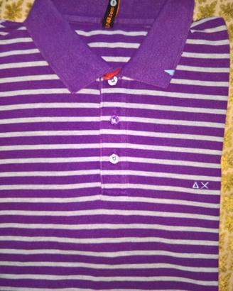 Polo SUN68 Lilla a Righe