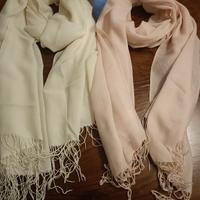 sciarpe "Pashmine", Ecrù e rosa cipria, in lana 