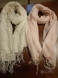 sciarpe "Pashmine", Ecrù e rosa cipria, in lana 