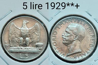 5 lire 1929**+