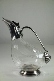 Caraffa liquore vintage vetro e metallo.