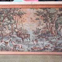 ARAZZO VINTAGE SCENA DI CACCIA — CON CORNICE