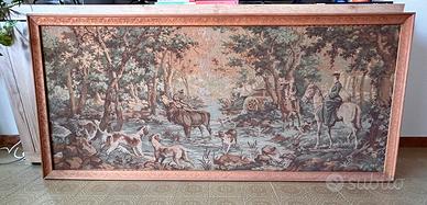 ARAZZO VINTAGE SCENA DI CACCIA — CON CORNICE