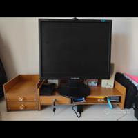 Organizer Scrivania in Bamboo con Supporto Monitor